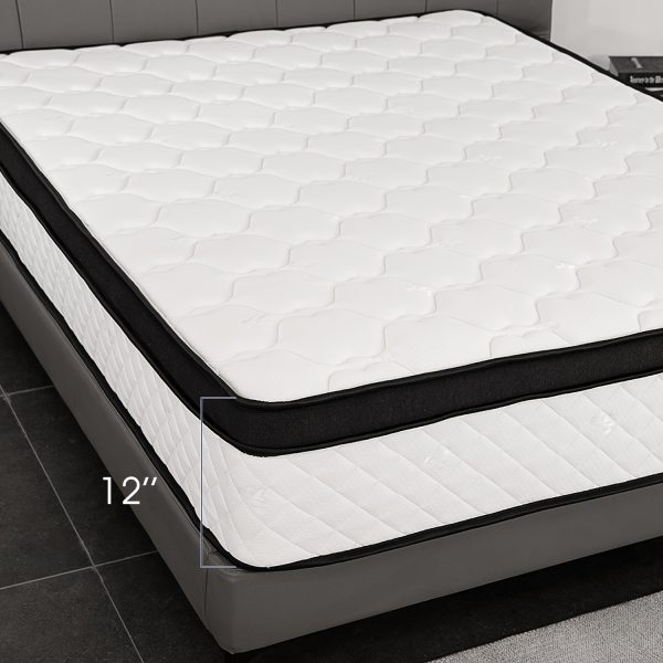 1pc Oyajia 12 Inch King Size Hybrid Mattress - Medium Firm, Memory Foam & Pocket Springs, Motion Isolation, Edge Support, Pressure Relief, Knitted Polyester Cover, No Wood Materials - Image 10