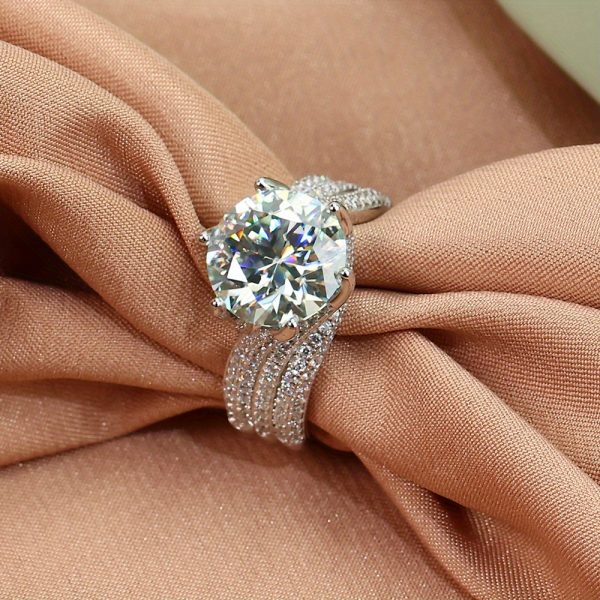 3ct/5ct Moissanite 925 Sterling Silver Inlaid Luxurious Ring for Engagement, Wedding, Evening Party, and Official Occasions - Image 14