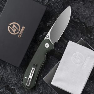 OLITANS G032 Button Lock Pocket Knife, 3.3" 14C28N Sandvik Blade, folding Knife with Thumb Stud Opener for Camping, Hiking, EDC