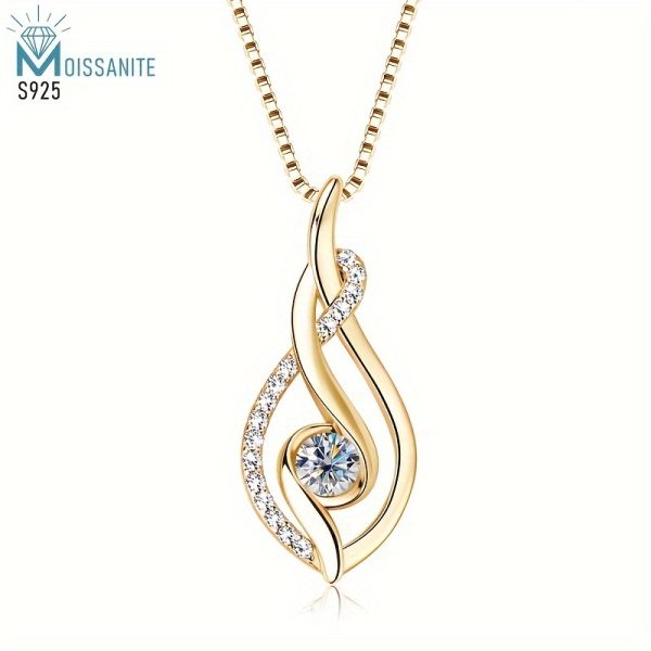 Elegant 18K Gold-Plated 925 Silver Moissanite Pendant Necklace - Perfect for Engagements, Anniversaries & Everyday Glamour, Moissanite, 0.25 Carat, Christmas Gift