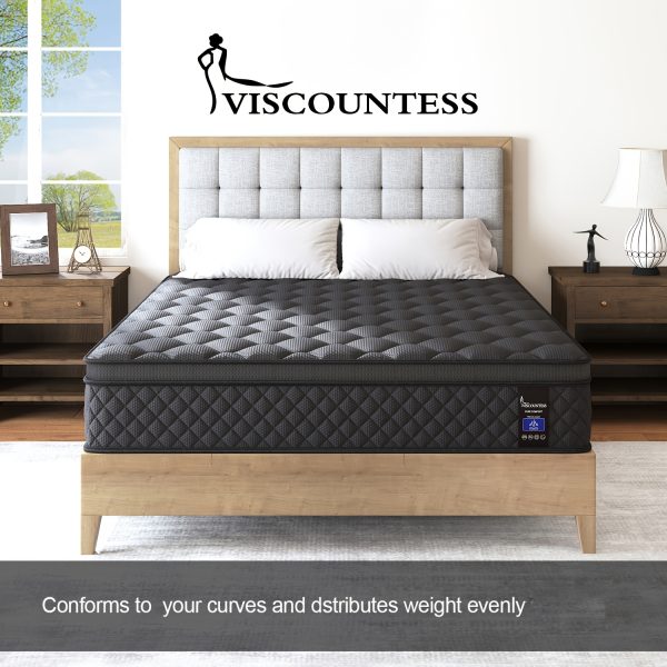 Viscountess Luxury Gel Memory Foam Mattress - Cooling, Motion Isolating, Medium Firm Support - 12" 14" Twin, Full, Queen, King Size, Pocket Spring Mattress in a Box for Ultimate Sleep Comfort - Image 9