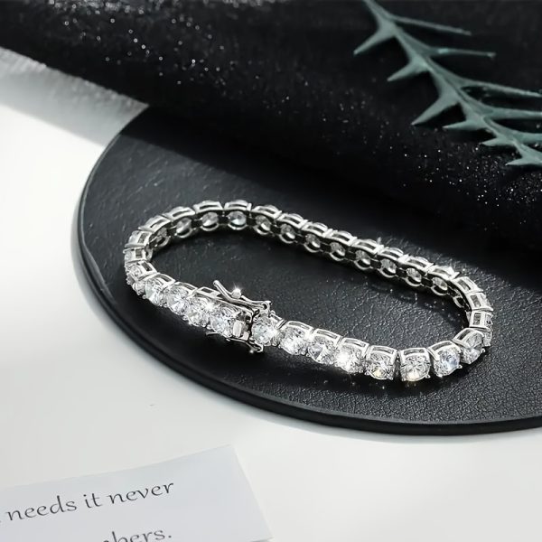 Elegant 5mm Moissanite Tennis Bracelet in S925 Sterling Silvery - Luxurious Full Row Design, Perfect for Weddings, Birthdays, Anniversaries & Mother's Day Gift - Image 6