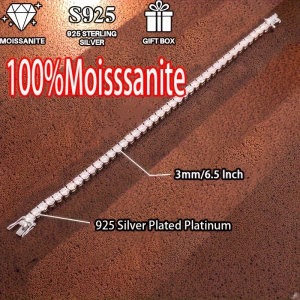 100% moissanite 5mm tennis bracelet, hip-hop tennis bracelet, stylish and elegant bracelet, birthday gift for gifting - Image 6