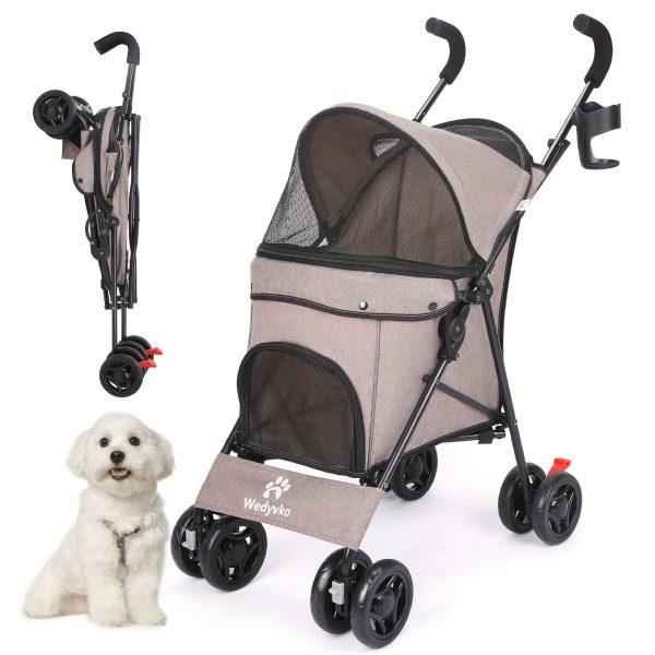Pet Stroller Folding Cart, Dog And Cat Jogging Cart, 4 Quick Folding Wheels, Folding Dog Cart And Cart, Medium-sized Small Dog And Cat Wagon Walking And Playing - Image 6
