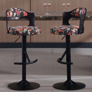 Vintage Country Bar Chair, Adjustable Height Swivel Bar Stool, Armless Dining Room Chair, Solid Wood Counter Chair With Backrest (Two Chairs)