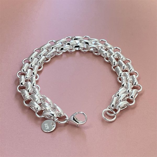 925 pure Silvery 3-strand chain bracelet, suitable for men and women, pure Silvery chain accessories, suitable for people of multiple ages, suitable for gifts, suitable for Christmas, Halloween, Thanksgiving, New Year and birthday gifts - Image 2