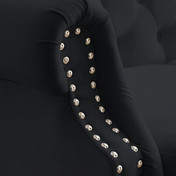 [Video] 79 Chesterfield Sofa Black Velvet for Living Room, 3 Seater Sofa Tufted Couch with Rolled Arms and Nailhead for Living Room, Bedroom, Office, Apartment, two pillows - Image 11