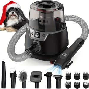 600w Dog Grooming Kit with 3L Dust Cup, 5 Pet Grooming Tools, Low Noise Pet Grooming Vacuum, Dog Clippers, and Dog Dryer