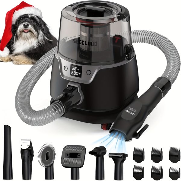 600w Dog Grooming Kit with 3L Dust Cup, 5 Pet Grooming Tools, Low Noise Pet Grooming Vacuum, Dog Clippers, and Dog Dryer