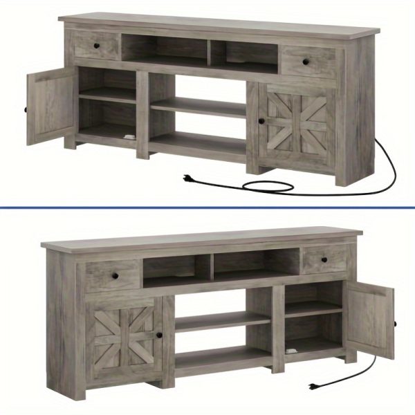 ZenHome Farmhouse TV Console with Storage Drawer and Power Outlet, Rustic TV Stand for TVs up to 80 Inch - Image 9