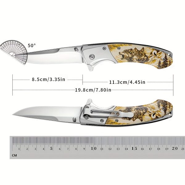 Wolf Pack 3D-Wolf 3D Silver Blade, Outdoor. Camping. Survival. Hiking EDC Pocket Tool Knife - Image 6