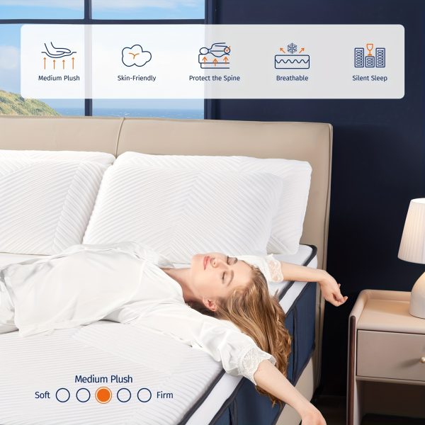 14 Inch Medium Plush Supportive Memory Foam Hybrid Mattress - Pressure Relieving 7-Zone Individual Pocket Springs Mattress in a Box for Ultimate Comfort - CertiPUR-US Certified, Cooling, and Breathable for a Restful Night's Sleep - Image 6
