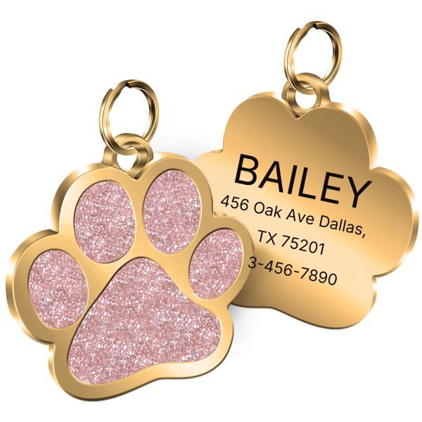 Customized Personalized Engraved Name Tags For Pet Cats And Dogs With ID, Name, Phone Number, Address, And Golden Label. Prevent Loss With Custom Pet Paw-shaped Dog Tags. Clear, Durable, And Non-fading For Customized Golden Pet Hanging Tags. - Image 9
