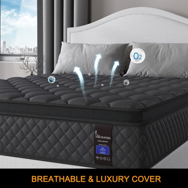 Viscountess 14Inch Gel Memory Foam Hybrid Pocket Spring Mattress Twin Full Queen King Mattress In A Box, Medium Firm