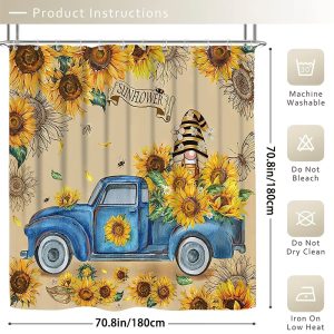 4pcs Rustic Farmhouse Bathroom Set - Waterproof HD Digital Printed Shower Curtain (70.87x70.87inch) with Vintage Barn Wood Design, Non-Slip Bath Mat, U-Shaped Toilet Mat, and Hooks - Charming Country Style Decor, Bathroom Decor And Accessories