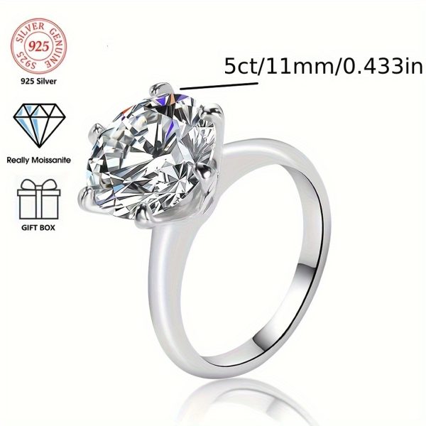 1pc 5CT/10CT Moissanite Eternity Ring 925 Sterling Silvery Symbol Of Eternal Love for Women Wife Girlfriend Daughter Mother's Day Anniversary Wedding Birthday Gift - Image 6