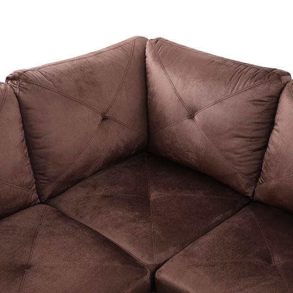 3pcs Vintage Style Brown Microfiber Sofa Set, Armless Pillow-Back Living Room Couches, Hardwood & Metal Frame, Foam & Polyurethane Foam Seating, with No Electricity or Battery Needed for Living Room - Image 9