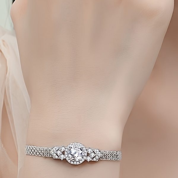 925 Silvery main stone, 2 carats, high-quality moissanite, simple and beautiful fashionable bracelet for men and women, suitable for wearing during engagement and wedding confessions, as a gift for friends, loved ones and family members - Image 4
