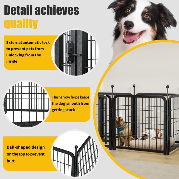 Dog Playpen 8 Panels 24" Height Heavy Duty Dog Fence Puppy Pen For Large Medium Small Dogs Indoor Outdoor Foldable Pet Exercise Pen - Image 5