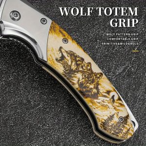 Wolf Pack 3D-Wolf 3D Silver Blade, Outdoor. Camping. Survival. Hiking EDC Pocket Tool Knife