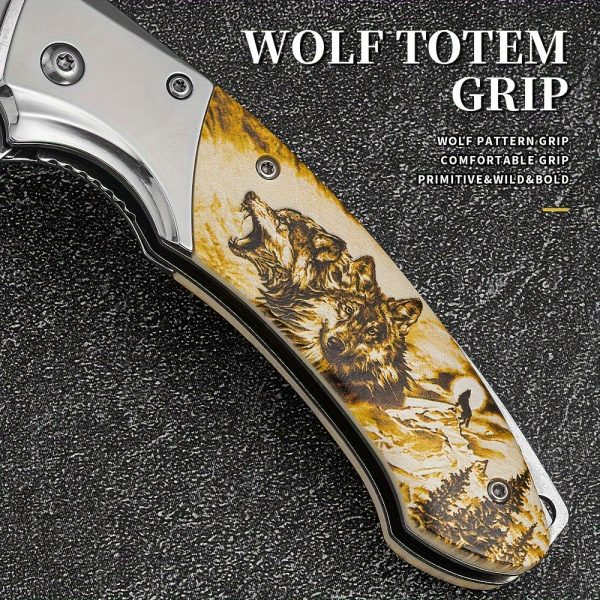 Wolf Pack 3D-Wolf 3D Silver Blade, Outdoor. Camping. Survival. Hiking EDC Pocket Tool Knife