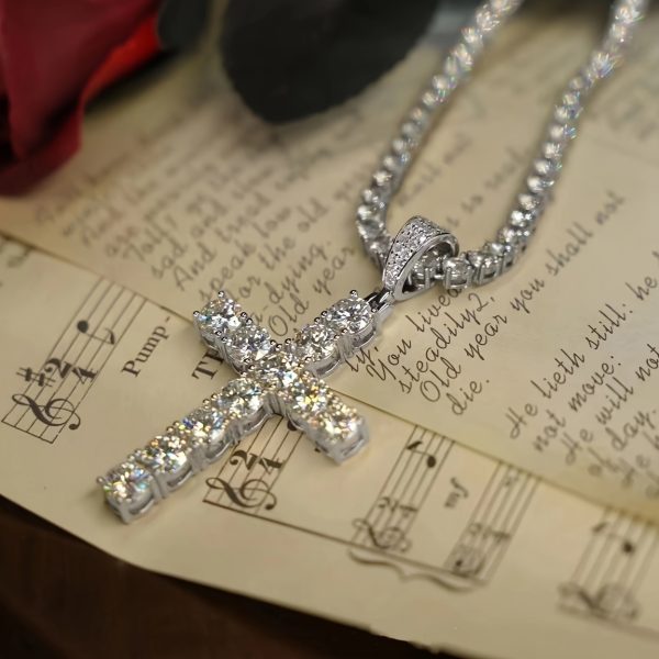 Moissanite 11ct 925 Sterling Silver Men'S Cross Pendant, Hypoallergenic Necklace Gift Your Lover And Friends, Suitable For Banquets, Parties, Luxury Pendants, Rapper - Image 10
