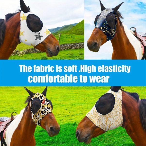 10pcs Horse Fly Masks, Soft And High Elasticity Comfort Fit With Ears, Breathable Equine Face Mask, Lycra Stretchable Horse Riding Supplies, Size Full (L) - Image 8
