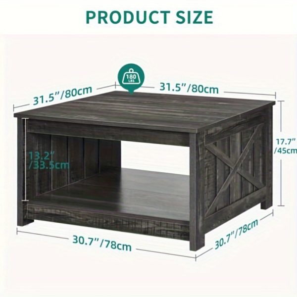 YINTATECH Wood Coffee Table with Barn Door, Farmhouse Inspired Living Room Centerpiece - Image 4