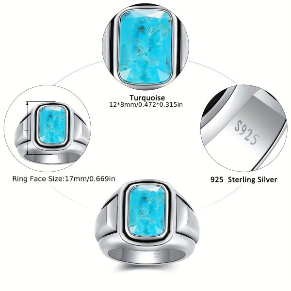1pc Fashion 925 Sterling Silver Square Bead Decor Ring, Jewelry Gift - Image 2
