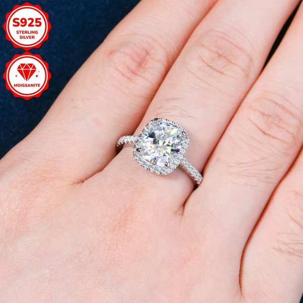 Weight 3.64g US10 size, main stone moissanite - oblong 8x10mm*1pcs, 4 carat 1pc moissanite ring 925 sterling Silvery Women's engagement ring bezel style wedding ring oblong cut moissanite engagement ring anniversary ring - Image 2