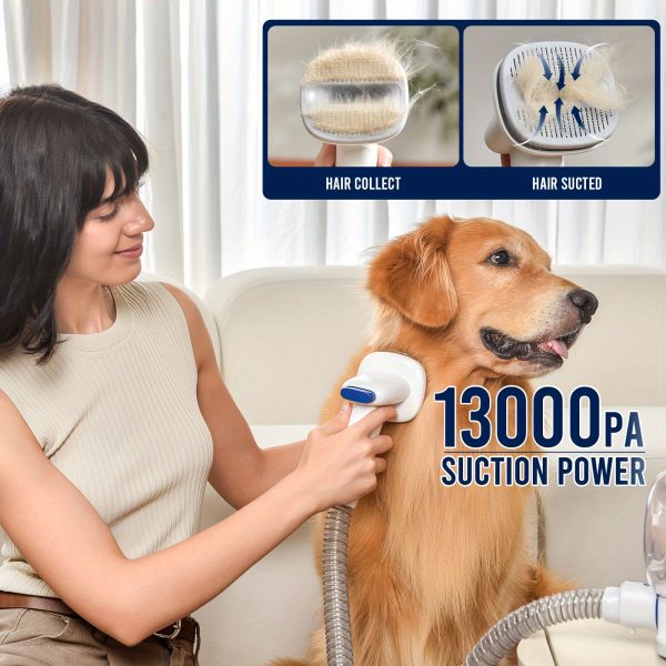 Geoorood Pet Dog Grooming Vacuum Kit Dog Brush With Electric Clipper And Nail Grinder, Work Quiet For Dogs At Home(BLUE) - Image 4