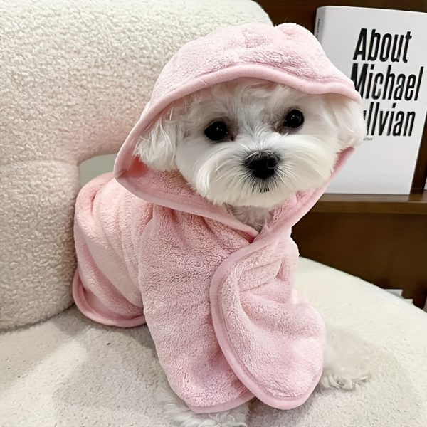 Super Absorbent Cute Pet Bathrobe for Small to Medium Dogs and Cats - Quick Dry, Soft, All-Season Comfort with Secure Magic Tape Closure - Image 2