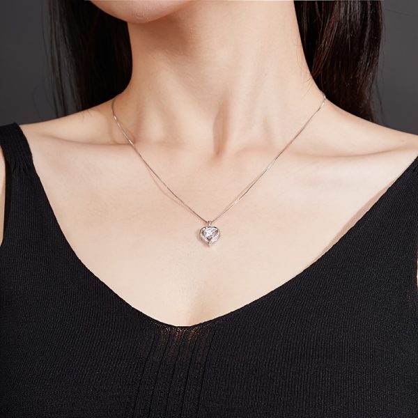 1pc S925 Silver with 2-3CT Moissanite Eternity Necklace, Elegant Pendant Necklace, Creative New Wave Elegant And Exquisite | Necklace for My Daughter | Sparkling Girl Necklace | Jewelry for My Granddaughter | Birthday Gift | Party | Christmas Gift | - Image 8