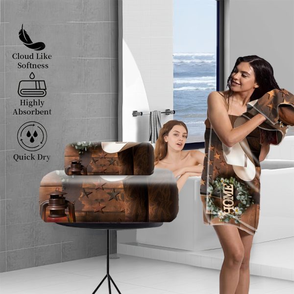 Rustic Cowboy Shower Curtain Set, 1/2/4/6pcs, Waterproof Polyester Bathroom Decor with Non-Slip Bath Mats, Ultra-Soft Towels, Toilet Lid Cover, and 12 Hooks, Fashionable Western Theme, Easy Care - Image 2