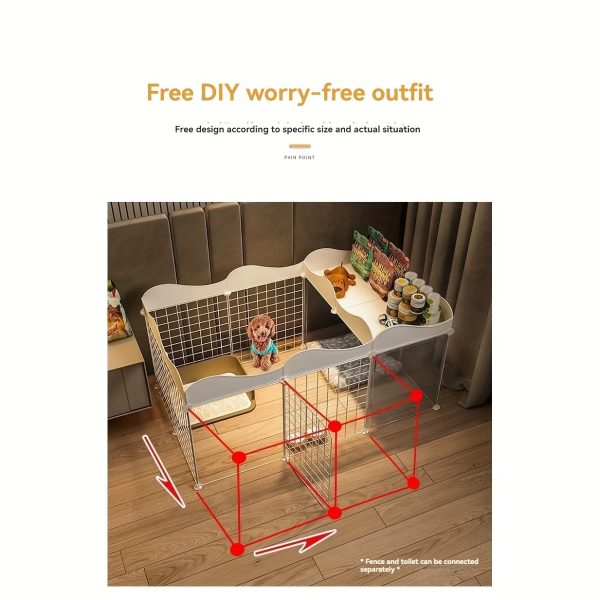 CozyPet Metal Fence Enclosure - Spacious Indoor Dog Cage with Door, One Bedroom, One Living Room, One Bathroom, Free Activity Space for Domestic Pets - Image 5