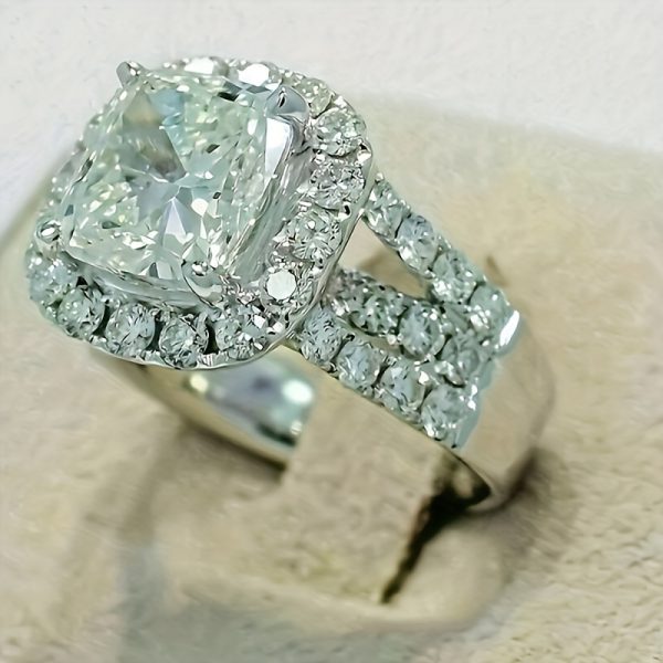 1pc Elegant 3.5 Carat Moissanite Ring, S925 Sterling Silver with Halo Diamond Setting - Ideal for Birthday, Halloween, Christmas Gifts for Men and Women - Image 3