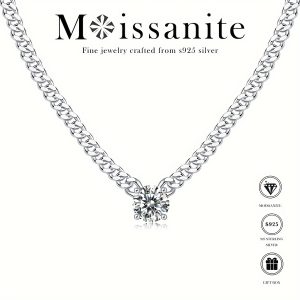 Stunning Moissanite Pendant Necklace in 925 Sterling Silver, Perfect for Parties & Anniversaries, Gift Idea, 1.0ct/2.0ct/3.0ct, Temperament Fashion, Festival Gift