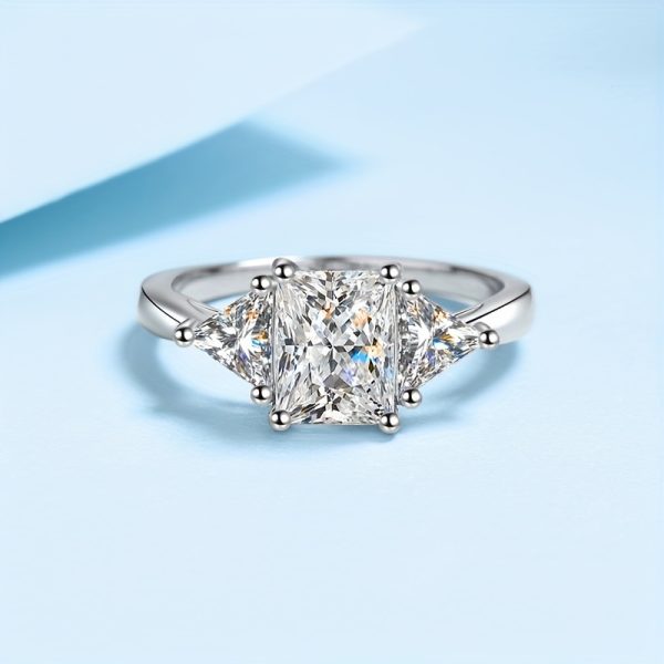 2 Carat Moissanite Radiant Ring - 925 Sterling Silver, Classic Simple Design, Casual and Elegant, High-End Light Luxury, Perfect for Proposal, Engagement, Wedding Dinner Party, Trendy Temperament, Sweet and Fresh Gift for Her - Image 2