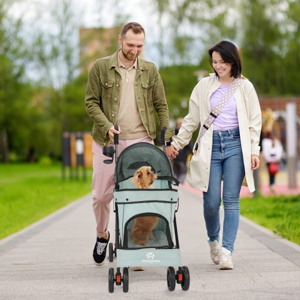 Pet Stroller Folding Cart, Dog And Cat Jogging Cart, 4 Quick Folding Wheels, Folding Dog Cart And Cart, Medium-sized Small Dog And Cat Wagon Walking And Playing - Image 3