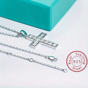 Sterling Silver Luminous 0.2ct*11pcs Moissanite Necklace Jewelry With Certificate Men Women Fashion Necklace Small Fragrance Bohemian Style For Wedding And Party Black Friday Halloween Gift Ideal Gift For Christmas With Gift Box