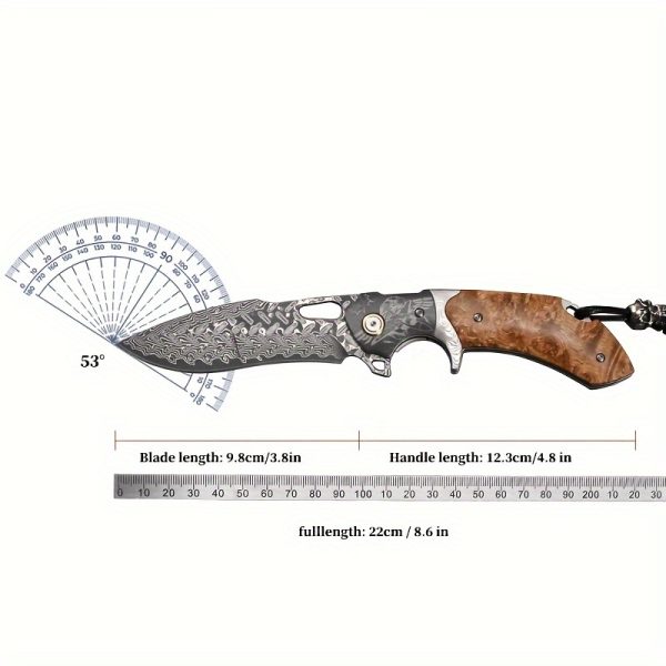 1PC Handmade Damascus Steel Folding Pocket Knife Men's Pocket Knife With Holster High Hardness EDC Outdoor Carry Knife Camping Sharp Folding Knife - Image 3