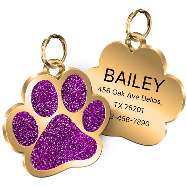Customized Personalized Engraved Name Tags For Pet Cats And Dogs With ID, Name, Phone Number, Address, And Golden Label. Prevent Loss With Custom Pet Paw-shaped Dog Tags. Clear, Durable, And Non-fading For Customized Golden Pet Hanging Tags. - Image 6