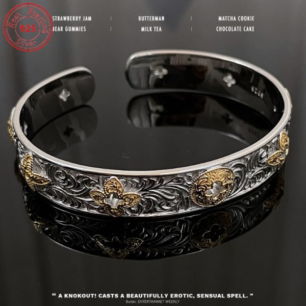 Vintage Niche Design S925 Sterling Silvery Lucky Grass Bracelet - Perfect for Casual Attire and Parties for Men and Women - The Best Gift for Valentine's Day - Image 3