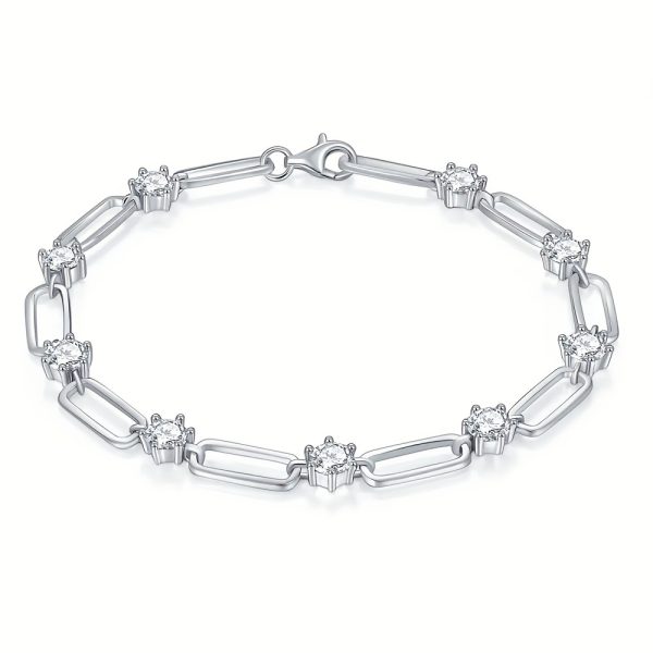 1pc S925 Sterling Silver Inlaid 5CT-7CT Moissanite Bracelet For Men And Women, | Jewelry | Gifts For Him | Gifts For Her | Birthday | Wedding | Anniversary | Engagement | - Image 6