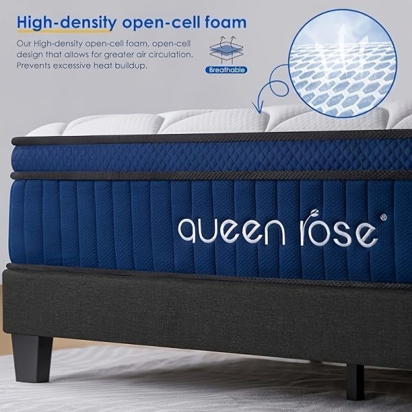 12 Inch Hybrid Mattress In A Box, QUEEN ROSE Mattress, Twin/ Full/ Queen/ King Pillow Top With Individual Pocket Spring For Motion Isolation And Silent Sleep, Medium Soft - Image 4