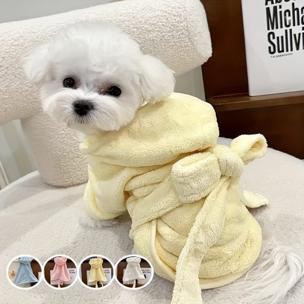 Super Absorbent Cute Pet Bathrobe for Small to Medium Dogs and Cats - Quick Dry, Soft, All-Season Comfort with Secure Magic Tape Closure - Image 4