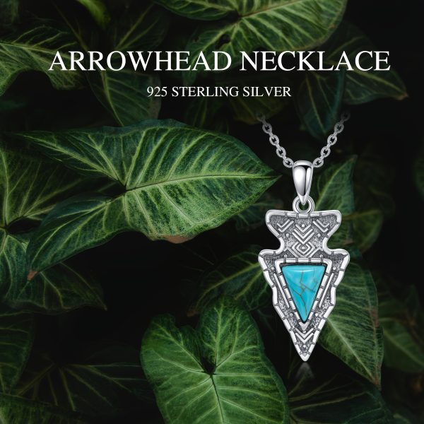 Turquoise Arrowhead Necklace 925 Sterling Silver Real Turquoise Gemstone Southwestern Arrowhead Pendant Western Jewelry Gifts For Women - Image 6