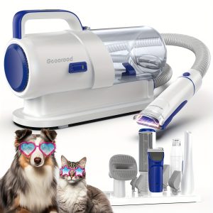 Geoorood Pet Dog Grooming Vacuum Kit Dog Brush With Electric Clipper And Nail Grinder, Work Quiet For Dogs At Home(BLUE)