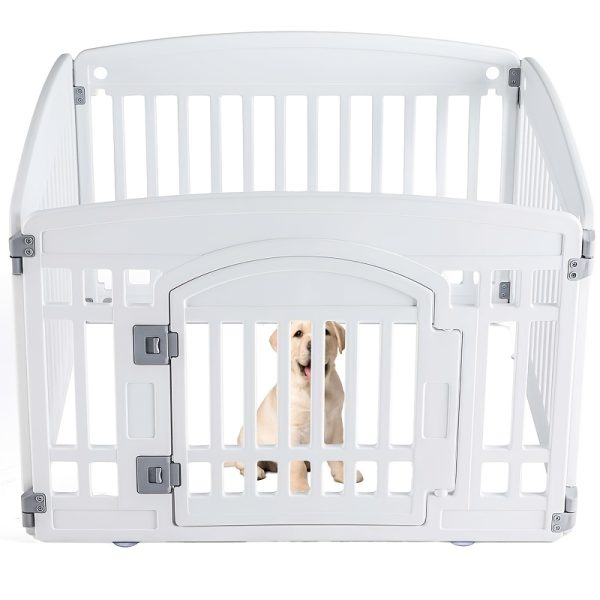 1pc Durable PP Material Dog Playpen, Portable & Foldable Pet Fence with Lockable Door, Easy-to-Clean Indoor/Outdoor Enclosure for Small to Medium Dogs, Secure Suction Cups & Ground Stakes - Image 6