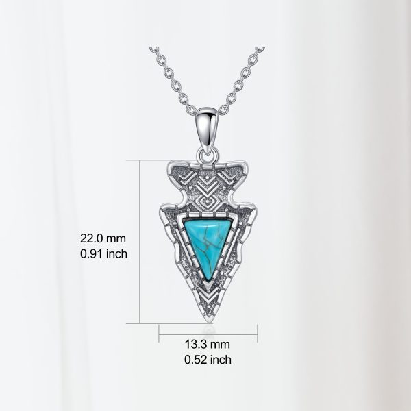 Turquoise Arrowhead Necklace 925 Sterling Silver Real Turquoise Gemstone Southwestern Arrowhead Pendant Western Jewelry Gifts For Women - Image 2